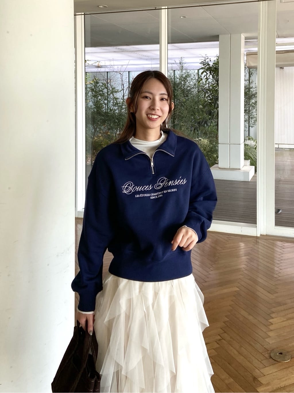 めぐさんの「OPAQUE.CLIP｜ハーフZIPロゴ刺繍裏毛【洗濯機OK】」を使ったコーディネート