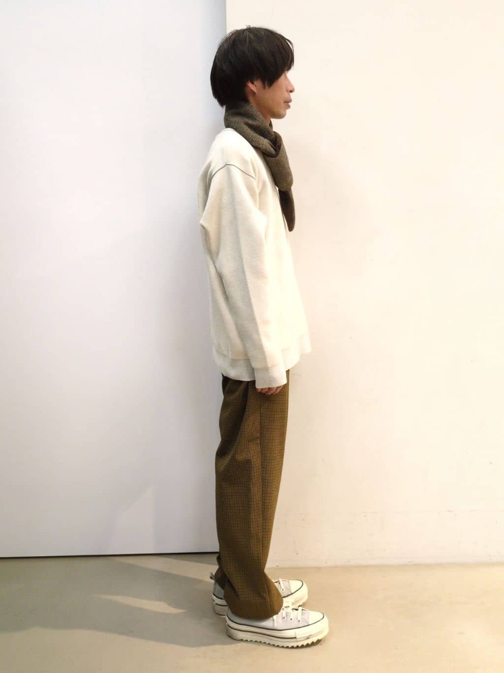 takeさんの「THE SHOP TK｜【包み込まれるような柔らかさ】配色モールニット 洗濯機OK」を使ったコーディネート