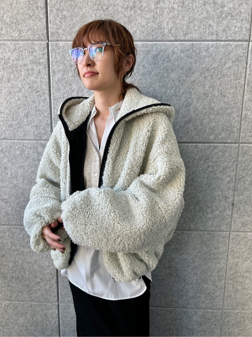 harunaさんの「CODE A｜M cloudy puff cardigan」を使ったコーディネート