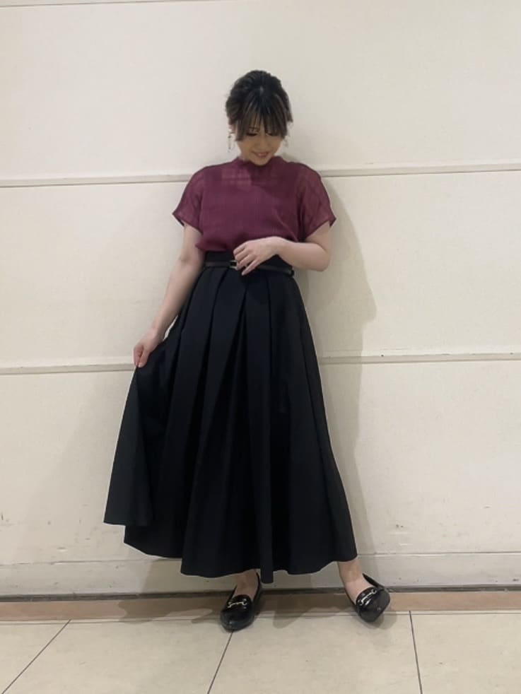 watanabeさんの「UNTITLED｜【シアー】チェックスタンドネックブラウス」を使ったコーディネート