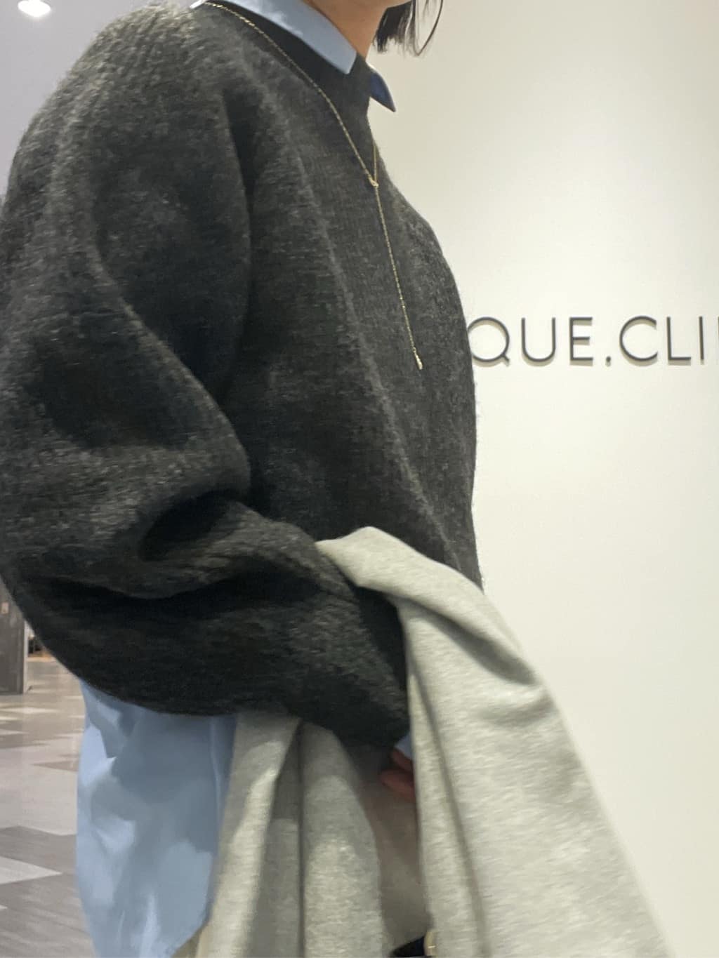 あいさんの「OPAQUE.CLIP｜MIXミドルゲージショートあぜニット【洗濯機OK】」を使ったコーディネート