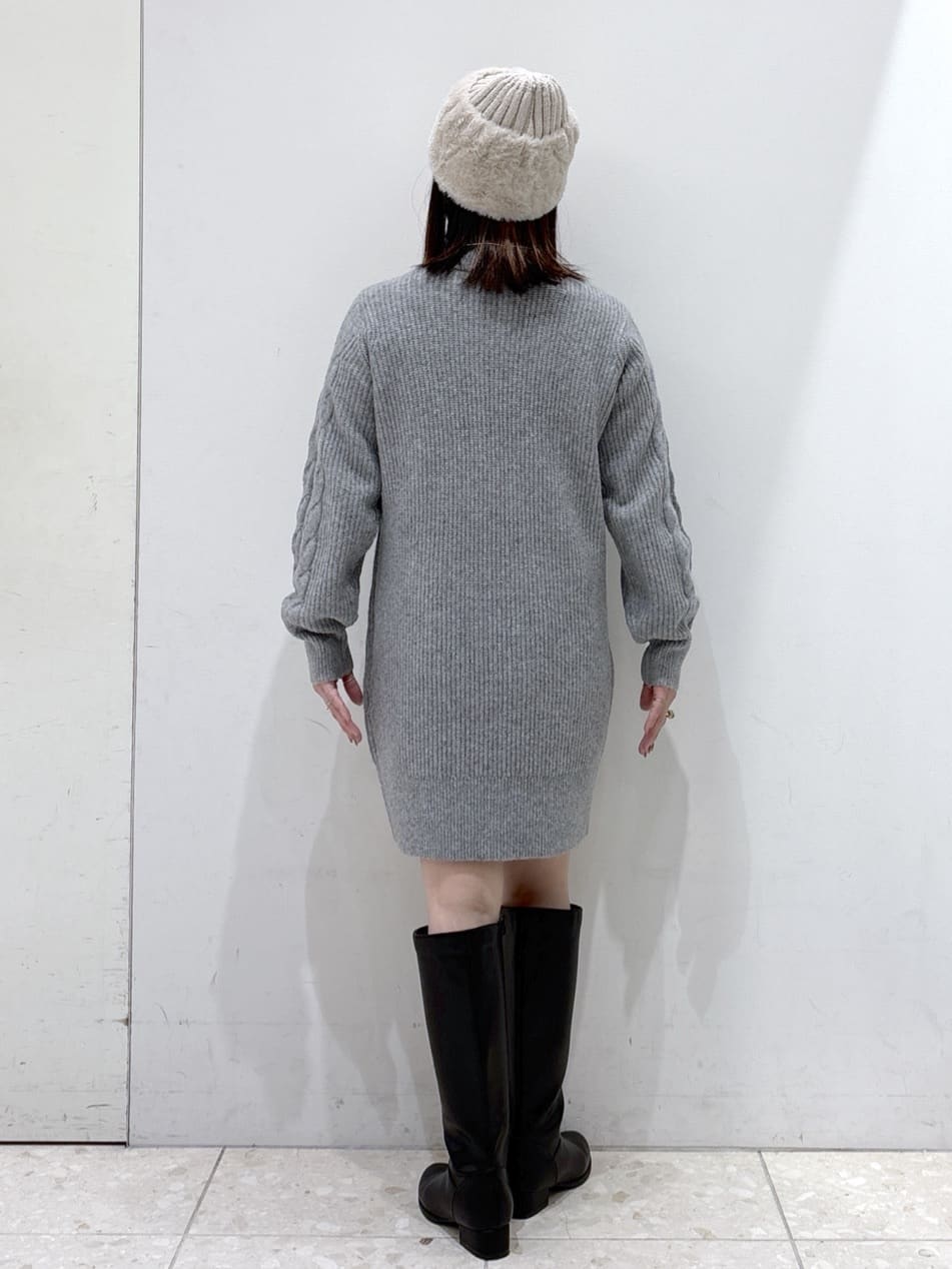 mameさんの「OPAQUE.CLIP｜ウール混ケーブルスリーブミニワンピース【洗濯機OK】」を使ったコーディネート