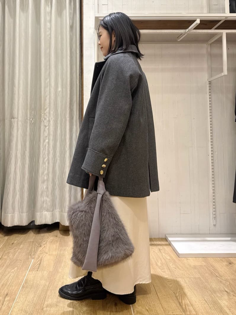 chさんの「THE SHOP TK｜クラシカルな装い ウールライクスタンドカラーコート」を使ったコーディネート