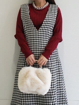 Riaさんの「index｜ラメスパンコール千鳥柄ジャンスカ【洗濯機OK／イージーアイロン】」を使ったコーディネート