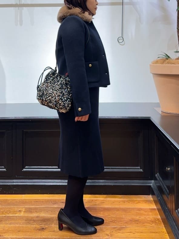 Asamiさんの「DRESSTERIOR｜スパンコール2WAY巾着バッグ」を使ったコーディネート