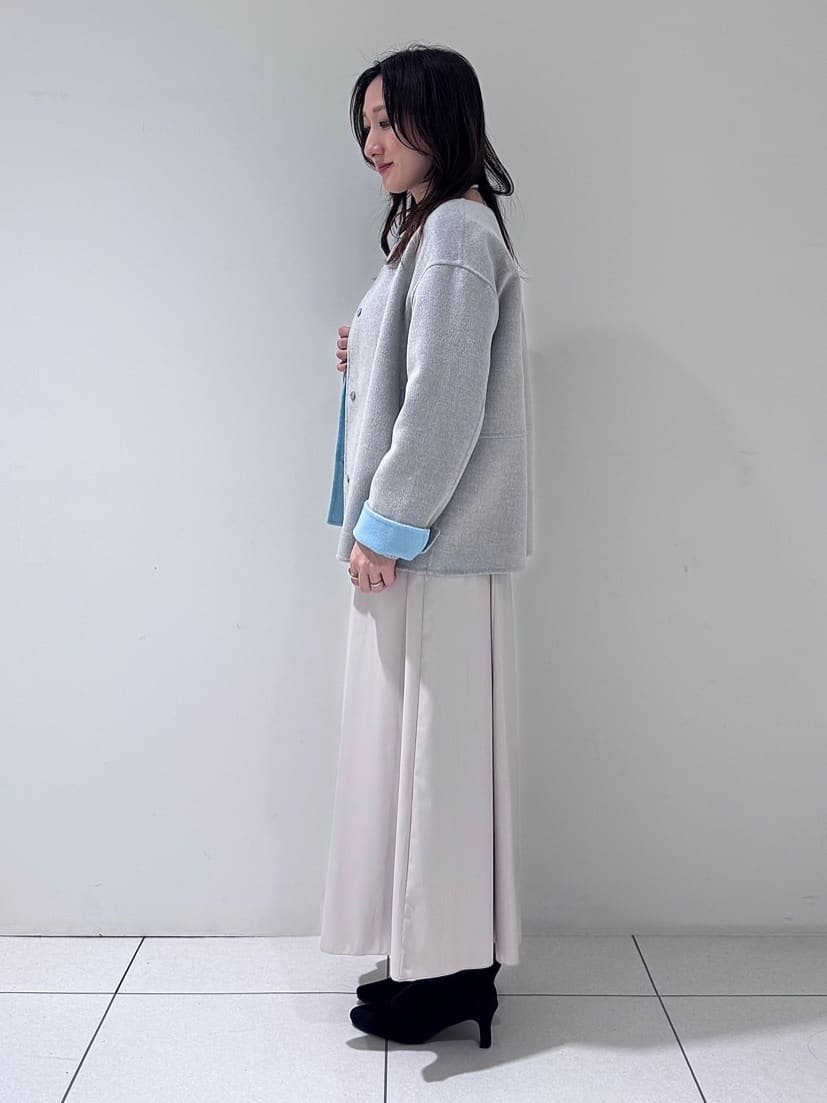 そんさんの「INDIVI｜【配色デザイン／ショート丈】ウールリバー ノーカラーコート」を使ったコーディネート
