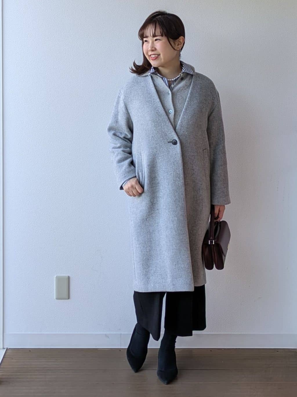 なみきさんの「UNTITLED｜【軽量／ウール混】ライトフォルム ロングコート」を使ったコーディネート