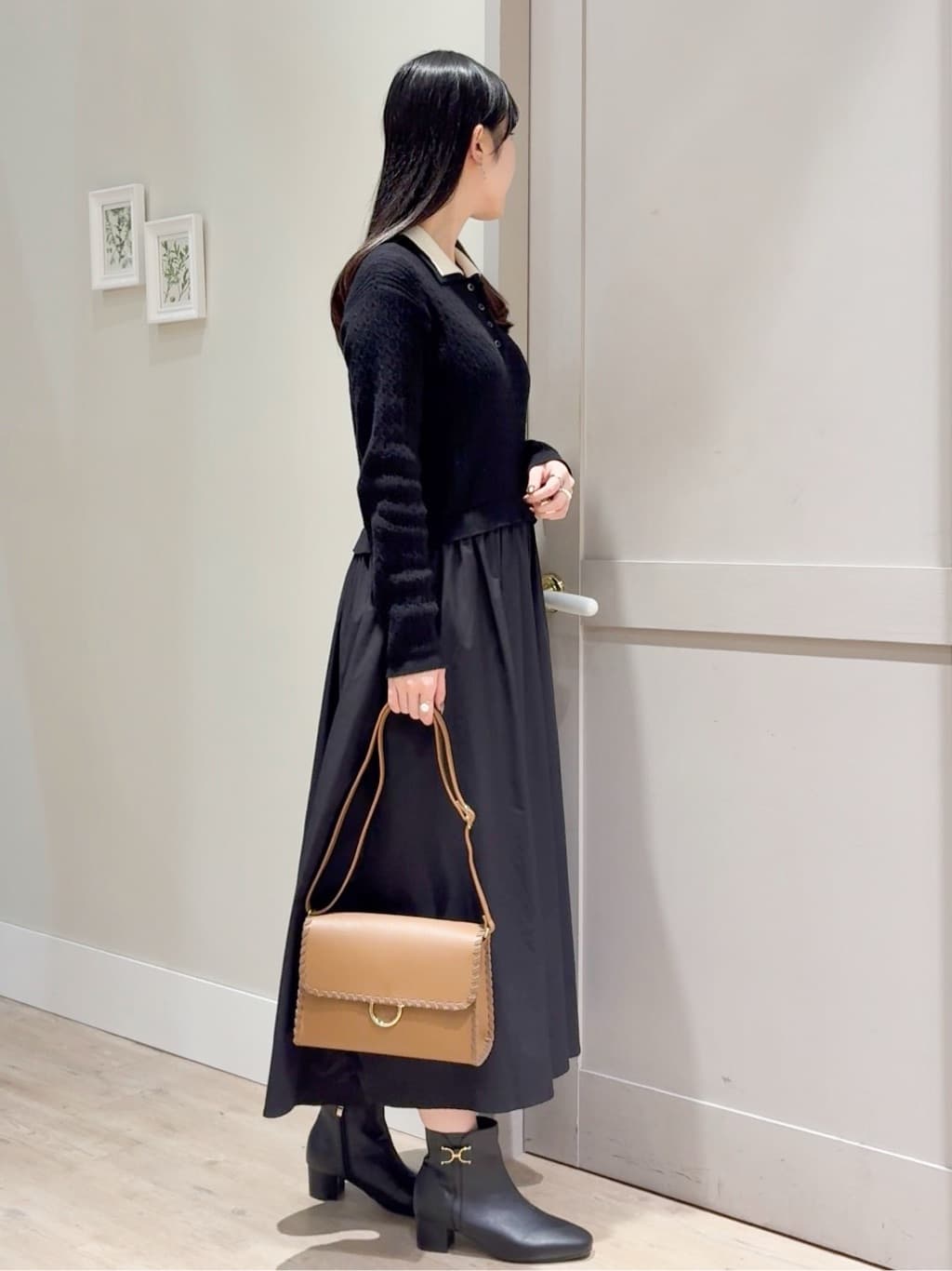 Mayuさんの「grove｜【時短コーデ】ポロニットドッキングワンピース」を使ったコーディネート