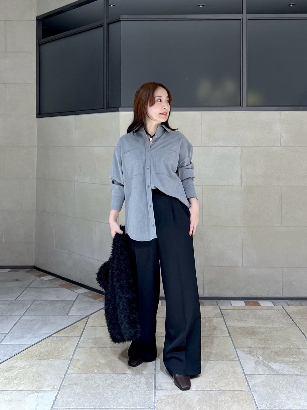 よねさんの「INDIVI｜Comfy SET UP｜イージーストレートワイドパンツ【セットアップ対応／通勤/カセット服】」を使ったコーディネート