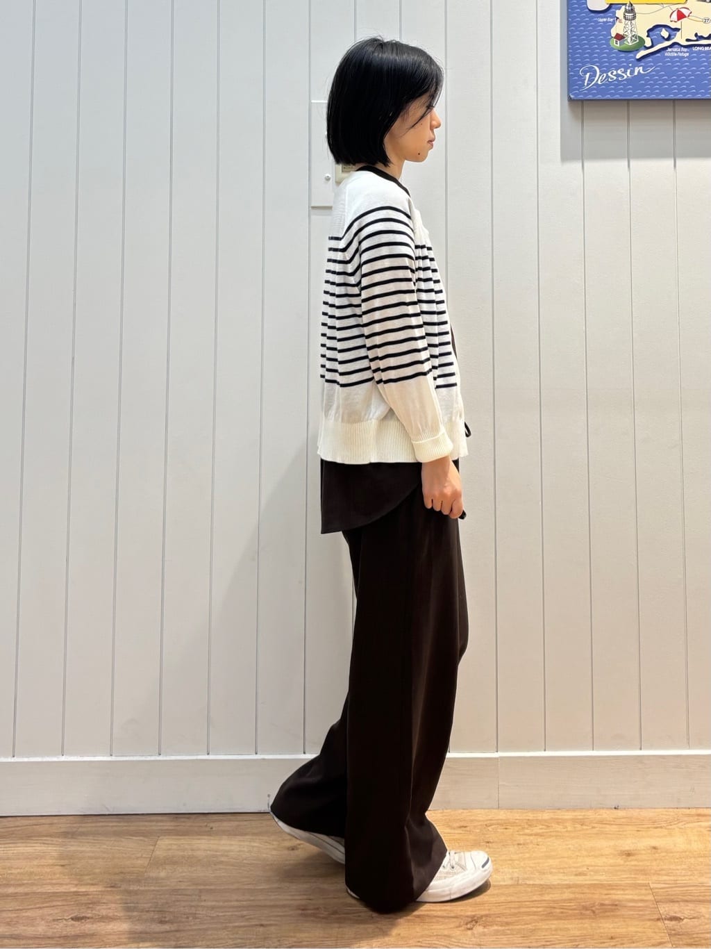 OKADAさんの「Dessin｜【洗える】キーネックカーディガン」を使ったコーディネート