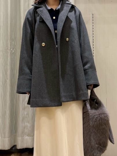chさんの「THE SHOP TK｜クラシカルな装い ウールライクスタンドカラーコート」を使ったコーディネート