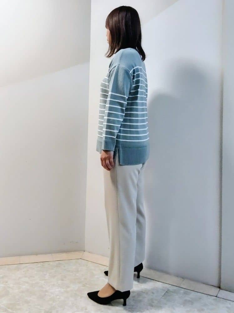 エリさんの「Reflect｜【ウエスト総ゴム／セットアップ可】フルレングスストレートパンツ」を使ったコーディネート