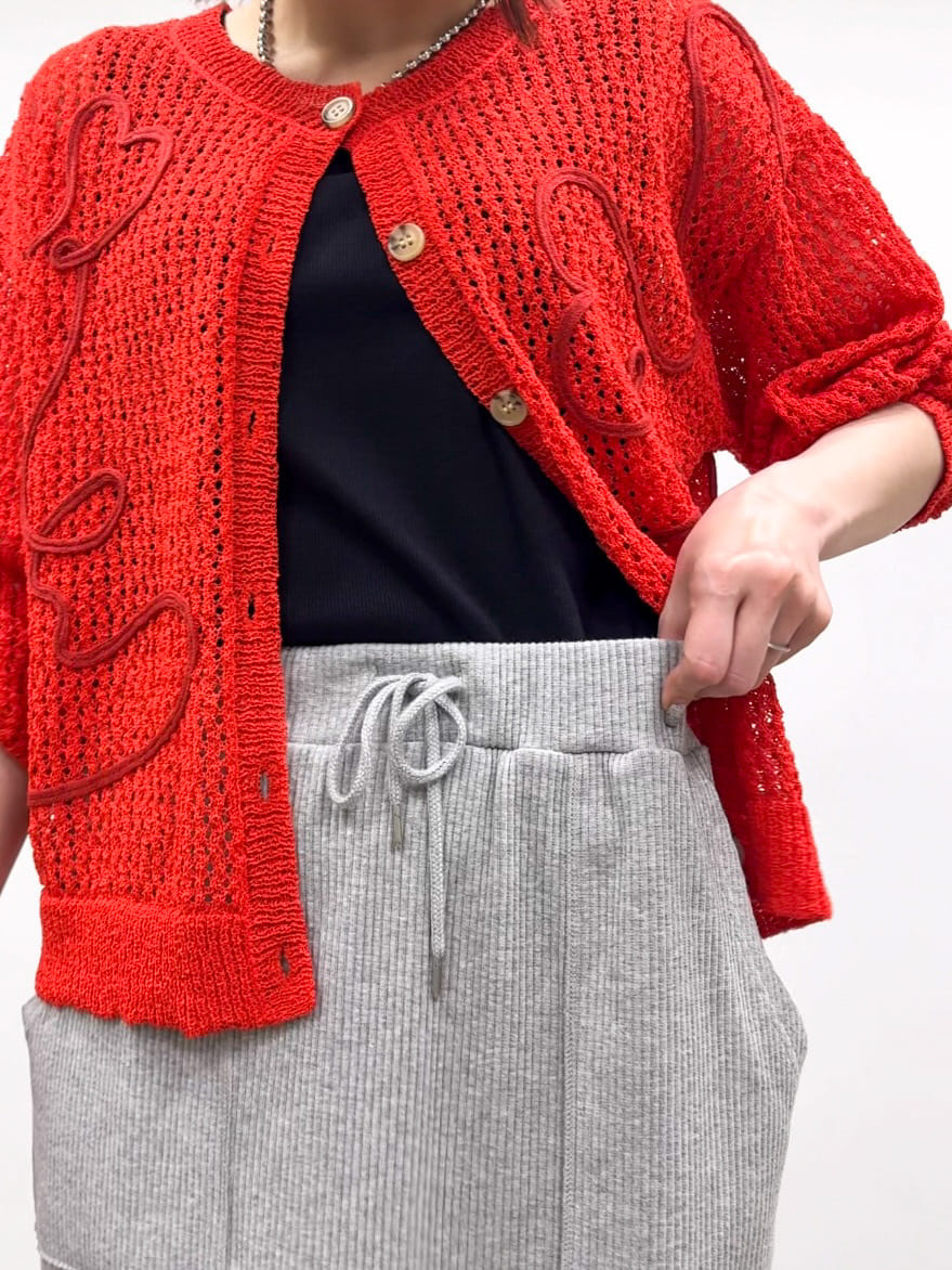 𝐜𝐡𝐢𝐤𝐚さんの「SHOO･LA･RUE｜コード刺繍アソートメッシュカーディガン」を使ったコーディネート