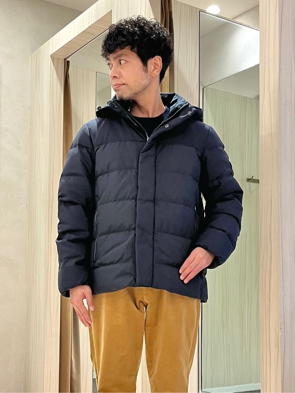 URAさんの「TAKEO KIKUCHI｜カラーコンビ ダウンブルゾン」を使ったコーディネート