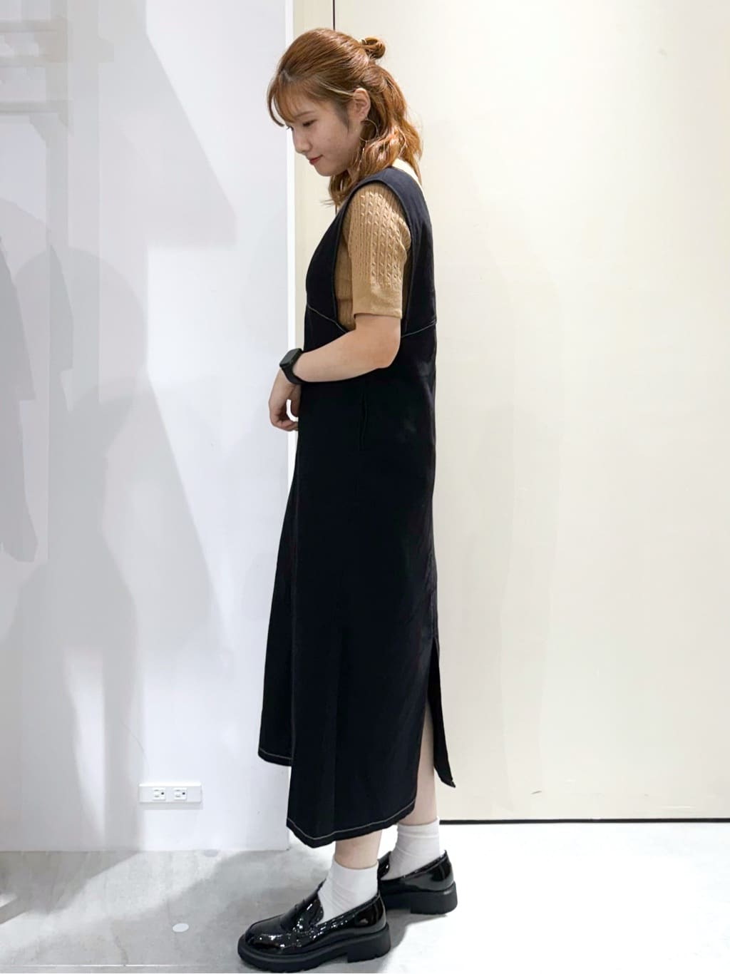 sayaさんの「OPAQUE.CLIP｜配色ステッチジャンスカ【洗濯機洗い可】」を使ったコーディネート