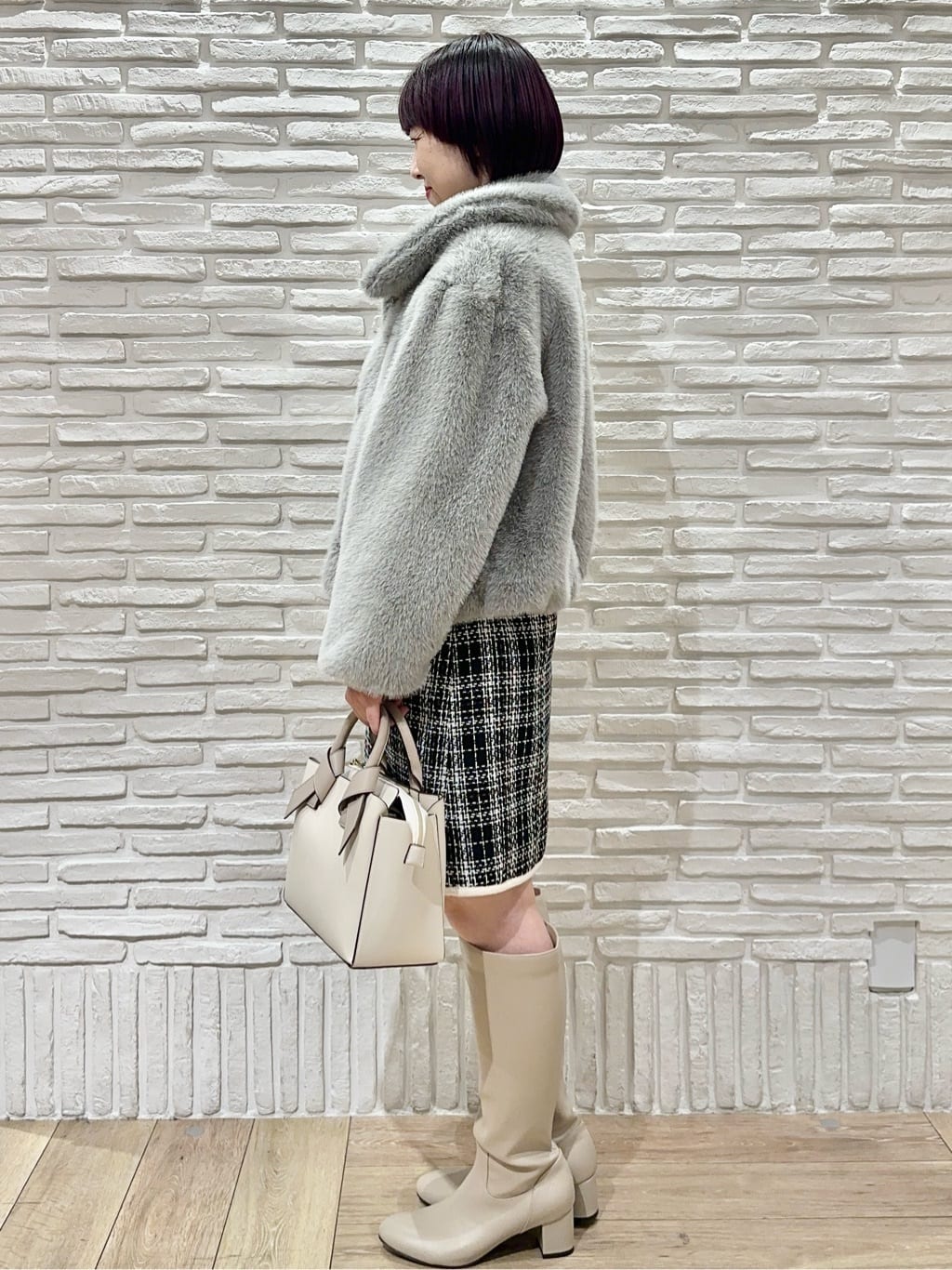 Hana...eさんの「index｜チェックツィードスカート／セットアップ対応【洗える】」を使ったコーディネート