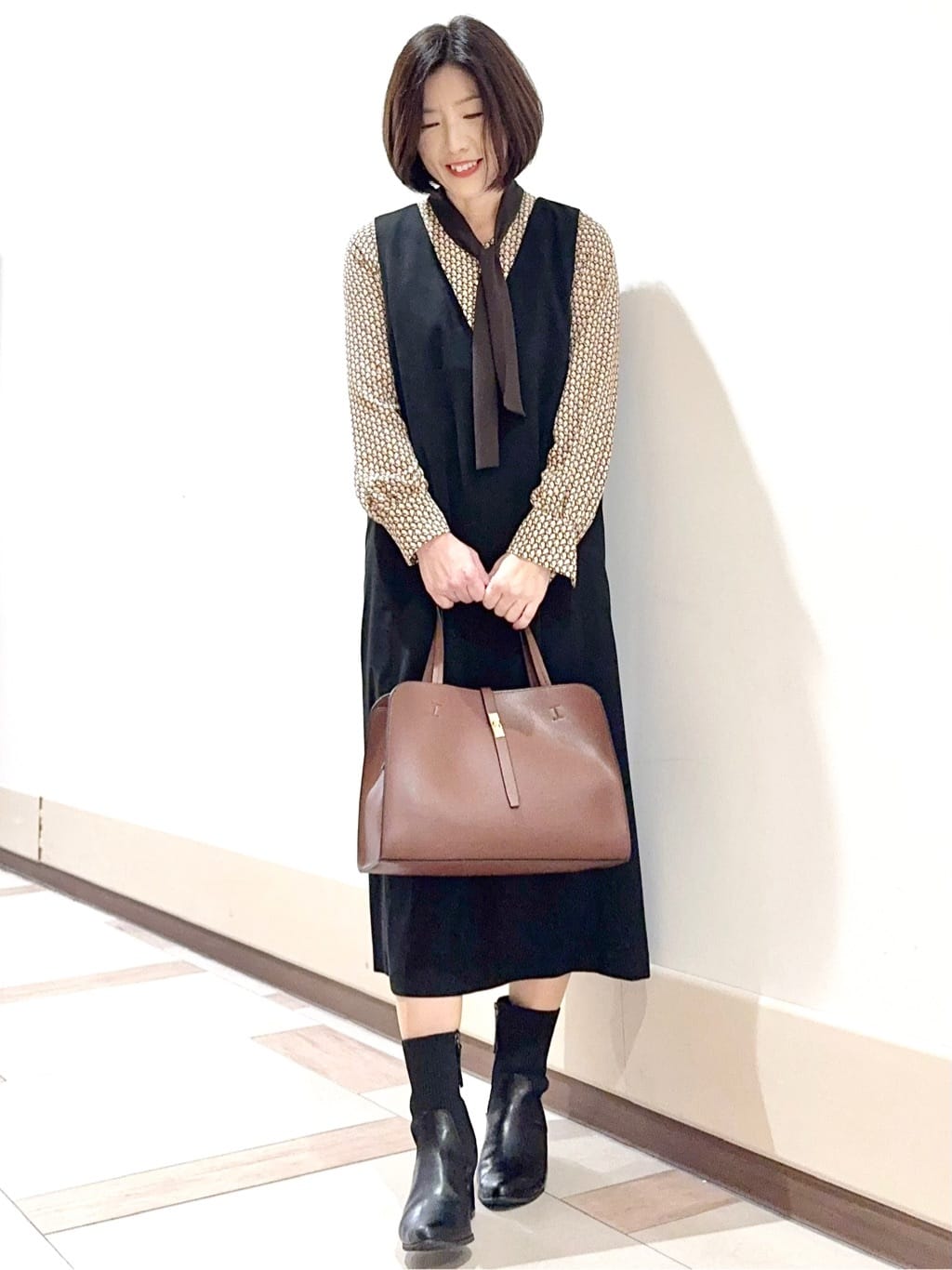 kaeさんの「Reflect｜【レイヤードに◎】ボウタイプリントブラウス」を使ったコーディネート