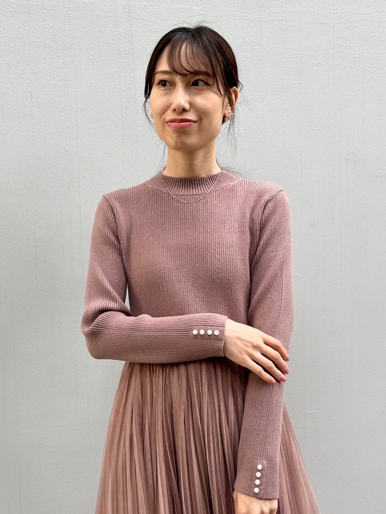 はばさんの「Couture brooch｜【S-LL/キラキラリブニット】チュールドッキング ワンピース」を使ったコーディネート
