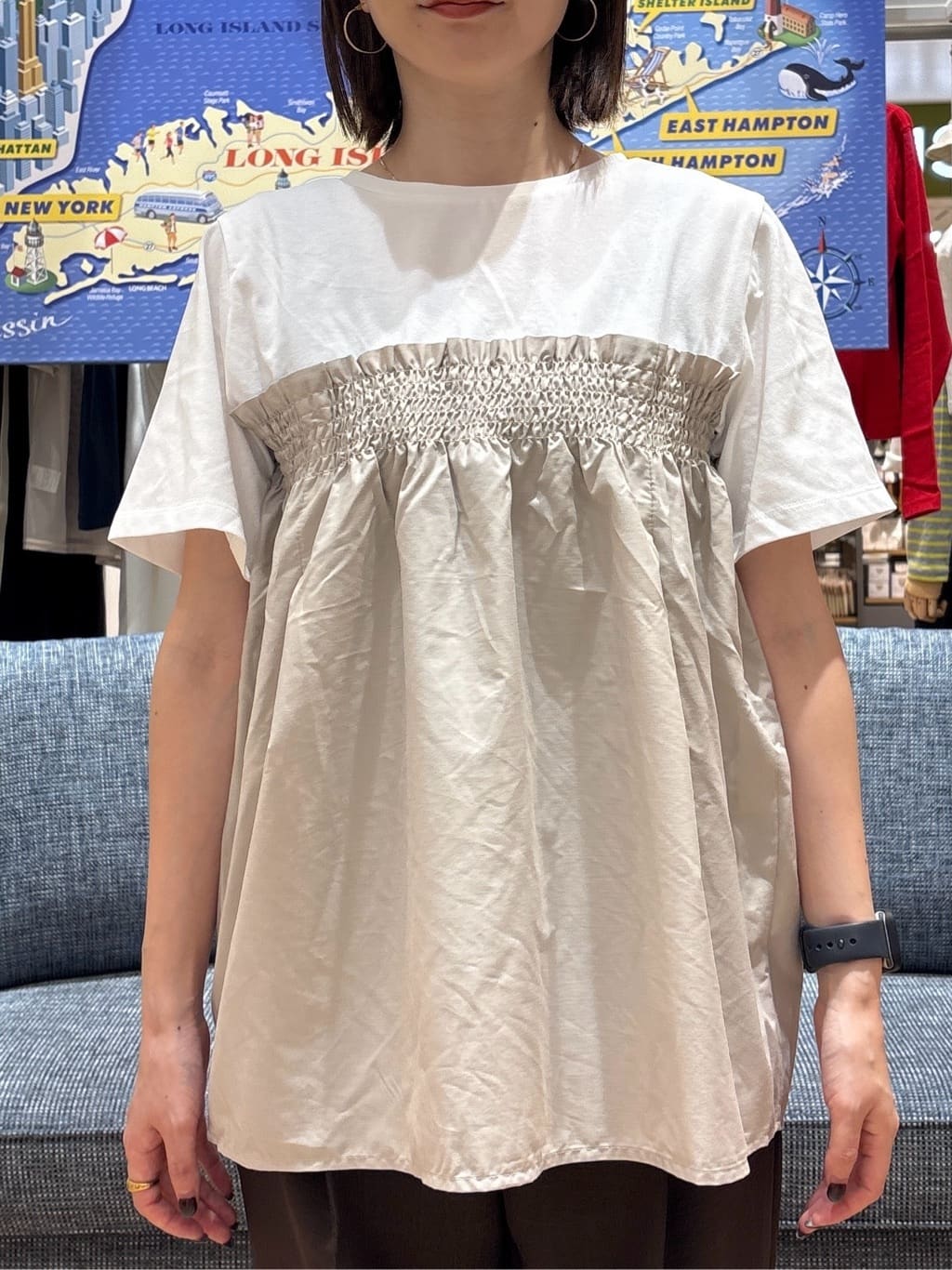 risaさんの「Dessin｜【ウエストゴム・洗える】センターライン入りテーパードパンツ（XS～L）」を使ったコーディネート