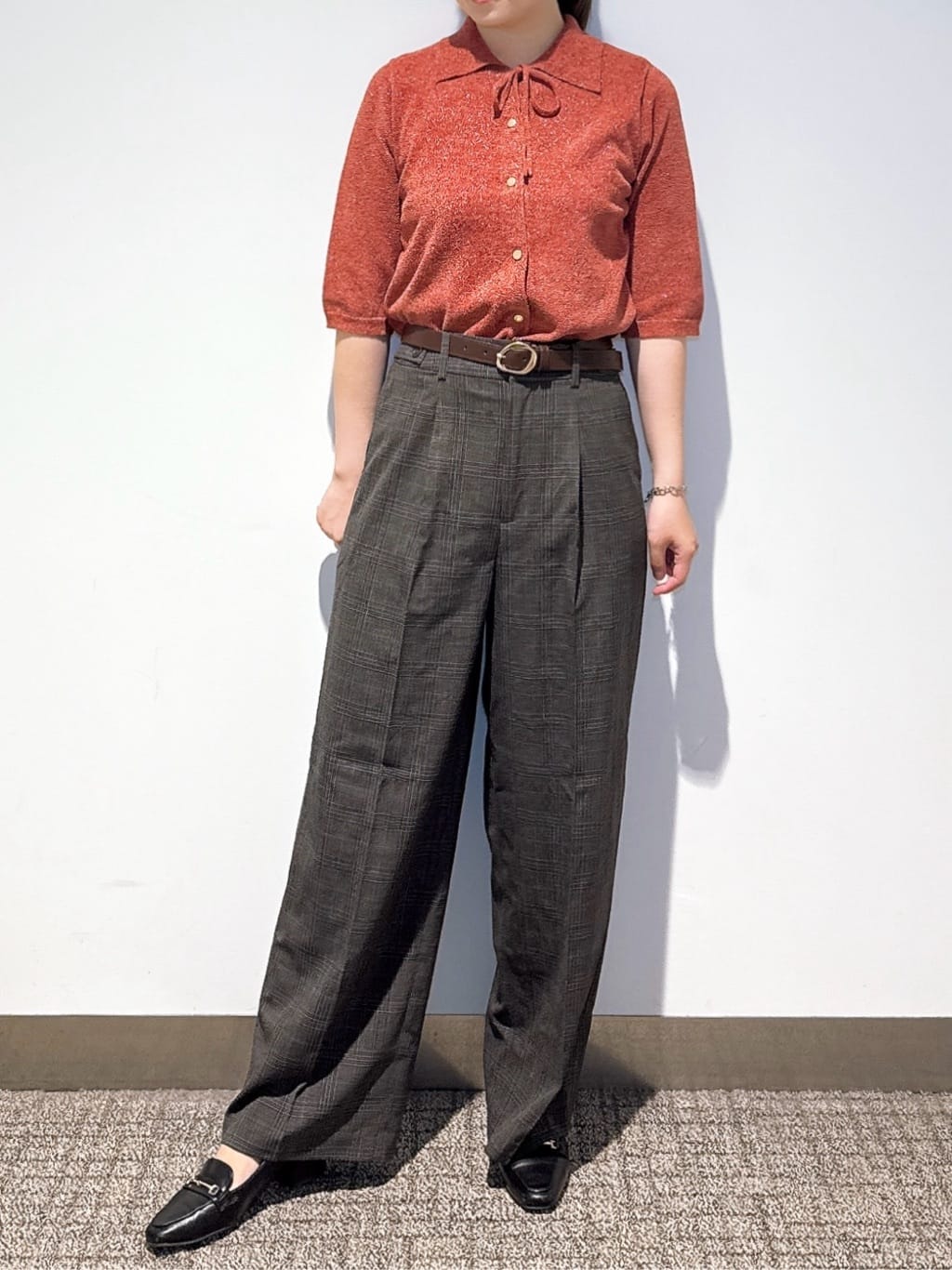 みーさんの「grove｜【洗える】毎日履きたいチェックワイドパンツ」を使ったコーディネート