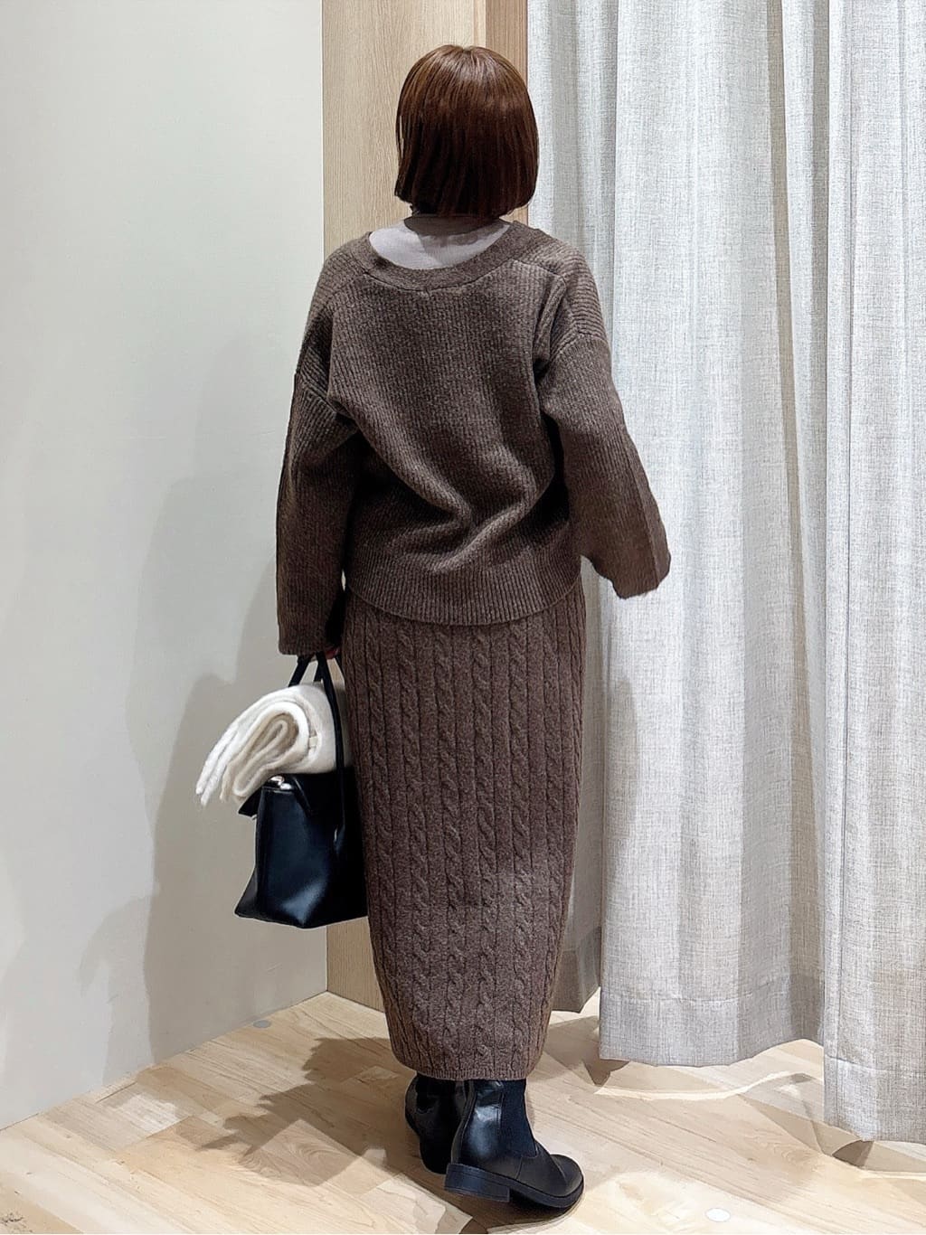 MIYUさんの「grove｜【人間工学/履き心地らくちん】ニットコンビブーツ」を使ったコーディネート
