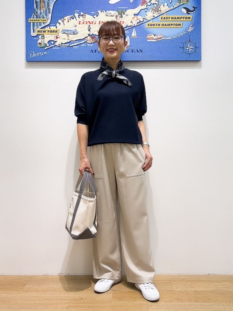 Yasucoさんの「Dessin｜【洗える】後ろボタンニットプルオーバー七分袖」を使ったコーディネート