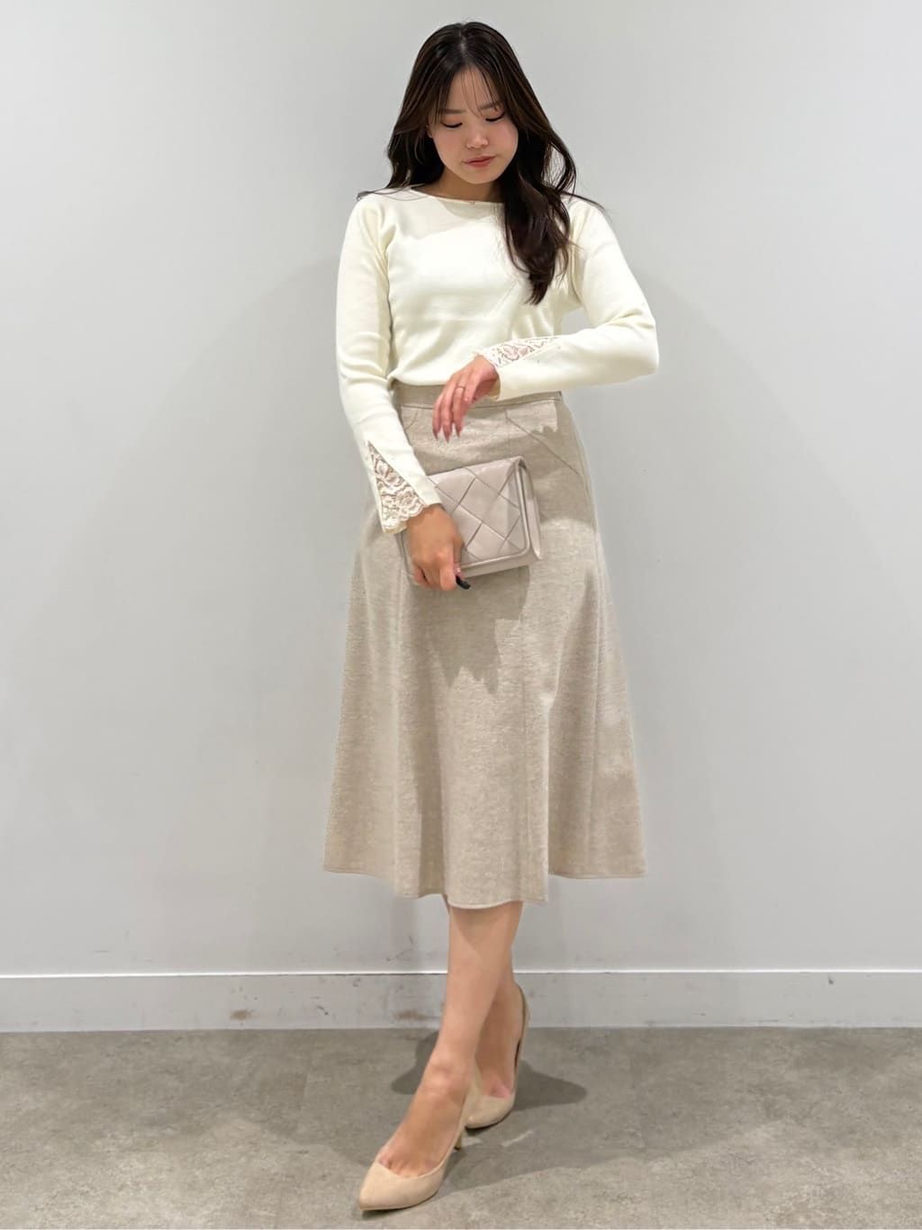 MISAKIさんの「COUP DE CHANCE｜【日本製】ラメ混ツイードフレアスカート」を使ったコーディネート
