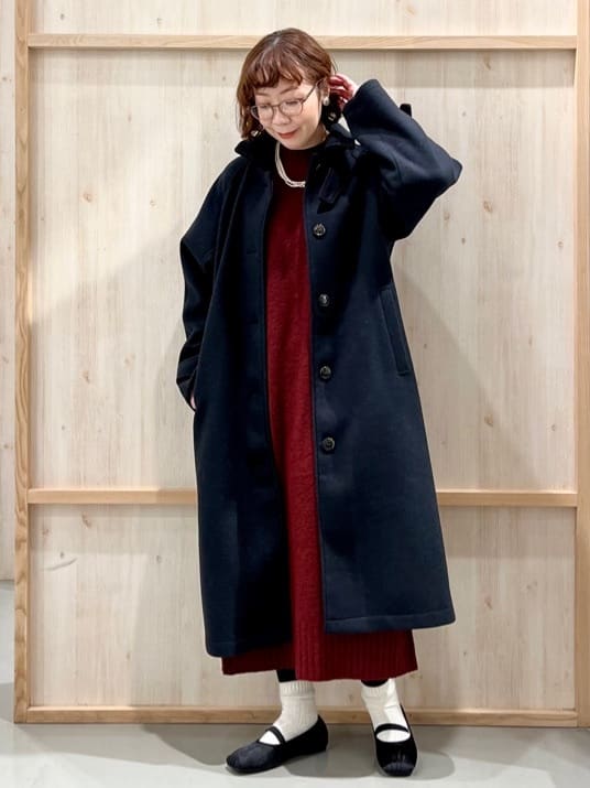 nakoさんの「THE SHOP TK｜ジャージメルトンスタンドカラーコート」を使ったコーディネート