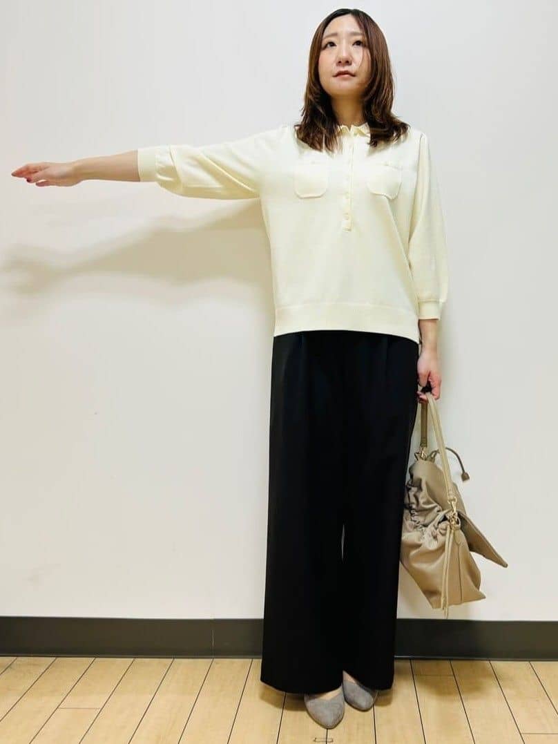 miiiさんの「Reflect｜【透けにくい◎】衿付き七分袖ニット」を使ったコーディネート