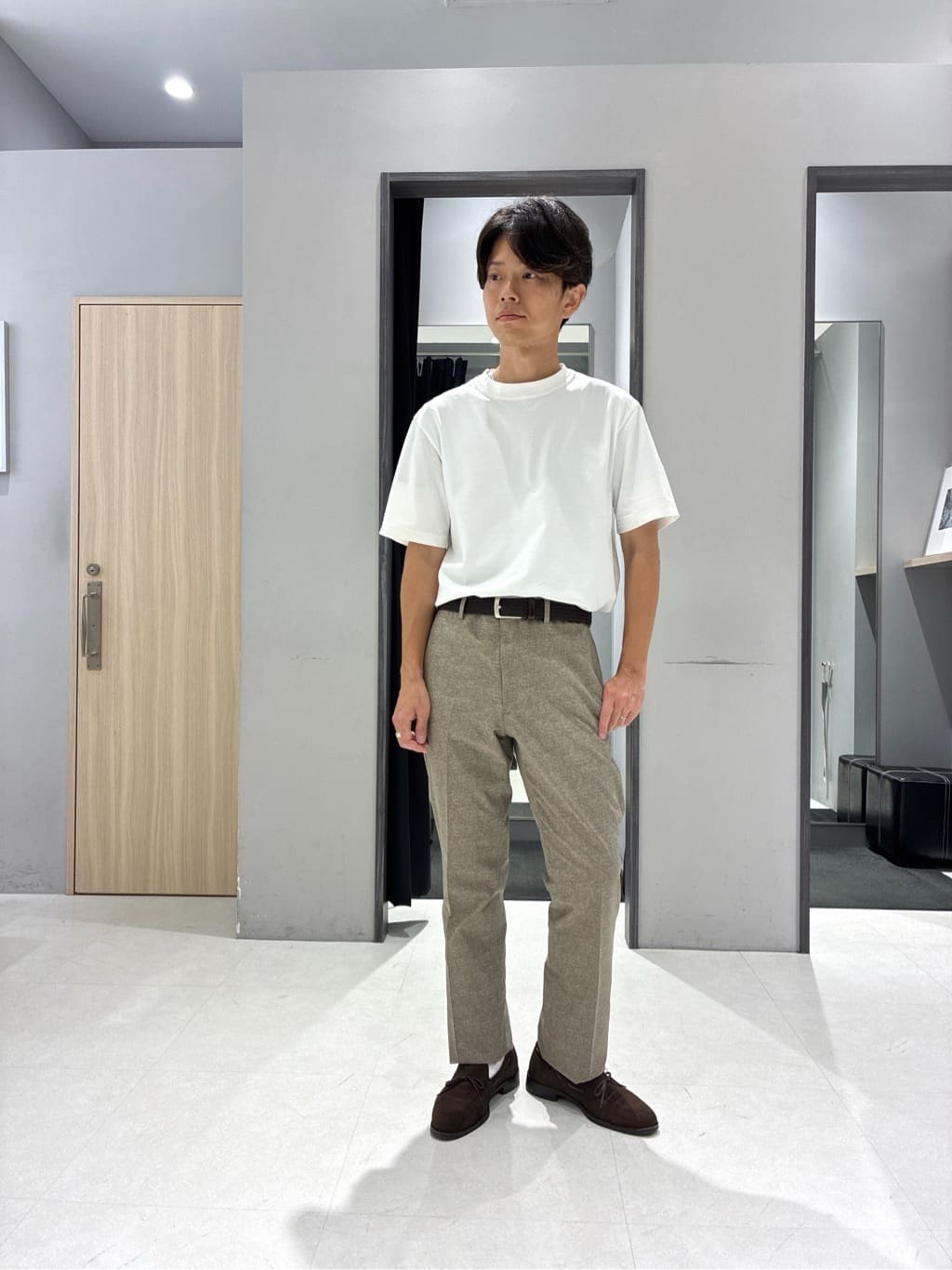 わいずみさんの「TAKEO KIKUCHI｜【抗菌防臭】COOL DOTS（R）ドビープリント ジャケット」を使ったコーディネート
