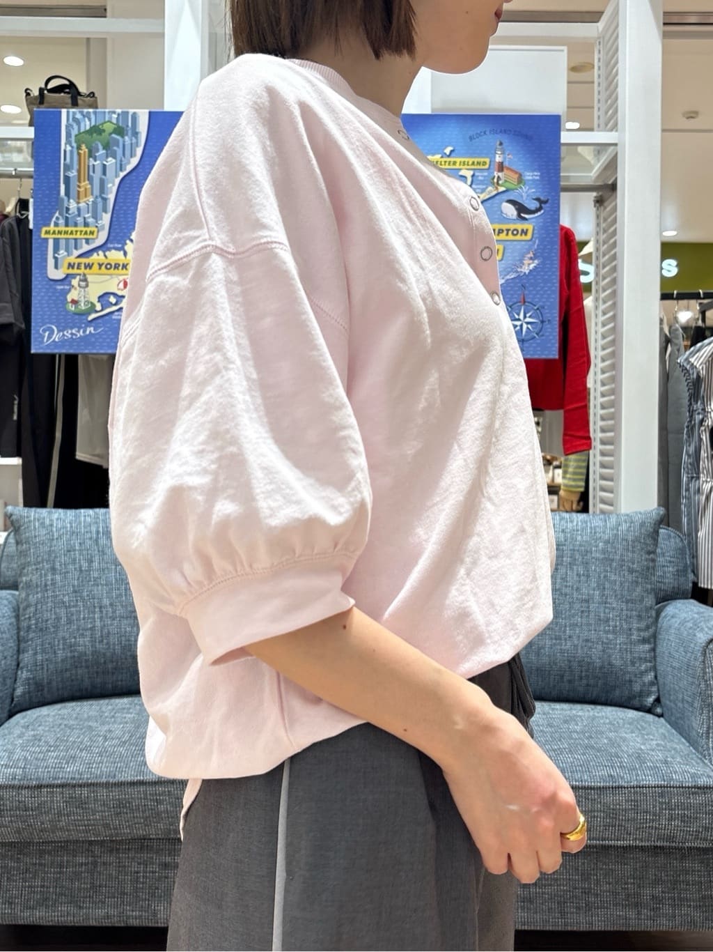 risaさんの「Dessin｜【360度可愛い/前後2WAY/洗える】ライトコットンヘンリーカットソー」を使ったコーディネート