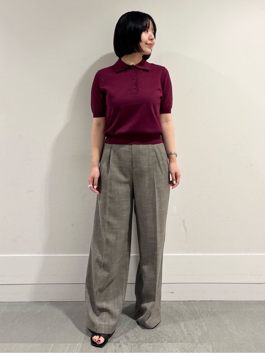 モエカさんの「UNTITLED｜【トレンド/きれいめ】5分袖ポロニット」を使ったコーディネート