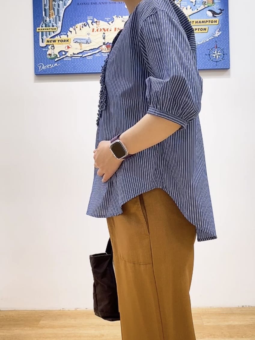 Hamaさんの「Dessin｜【洗える】フリルバンドカラー五分袖ブラウス」を使ったコーディネート