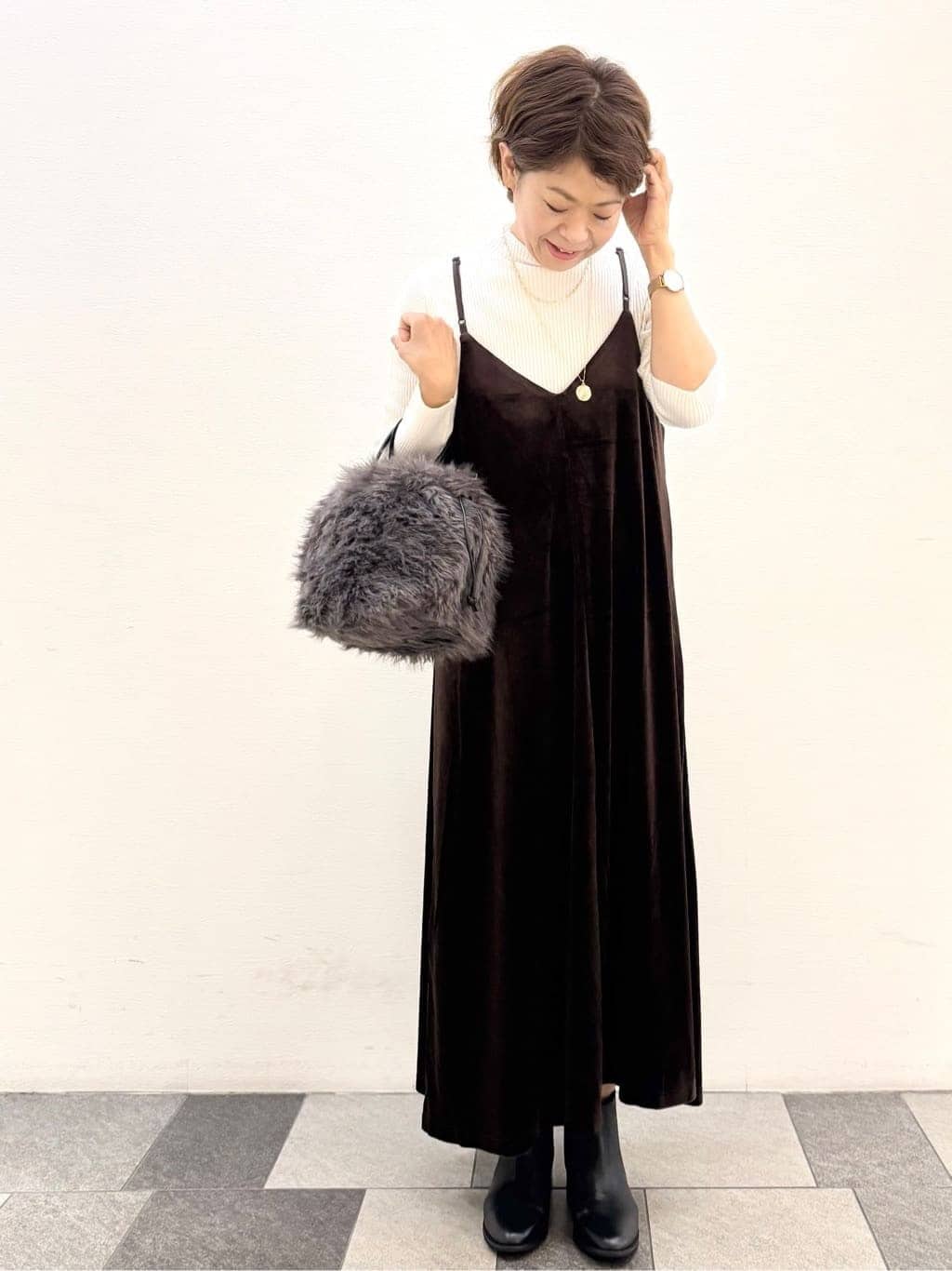 Haruさんの「Dessin｜【洗える】リブタートルネックニット」を使ったコーディネート