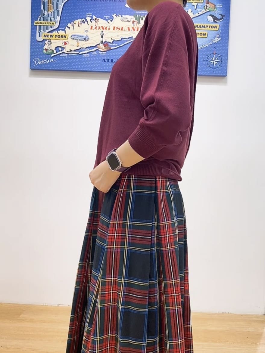 Hamaさんの「Dessin｜【洗える】後ろボタンニットプルオーバー七分袖」を使ったコーディネート