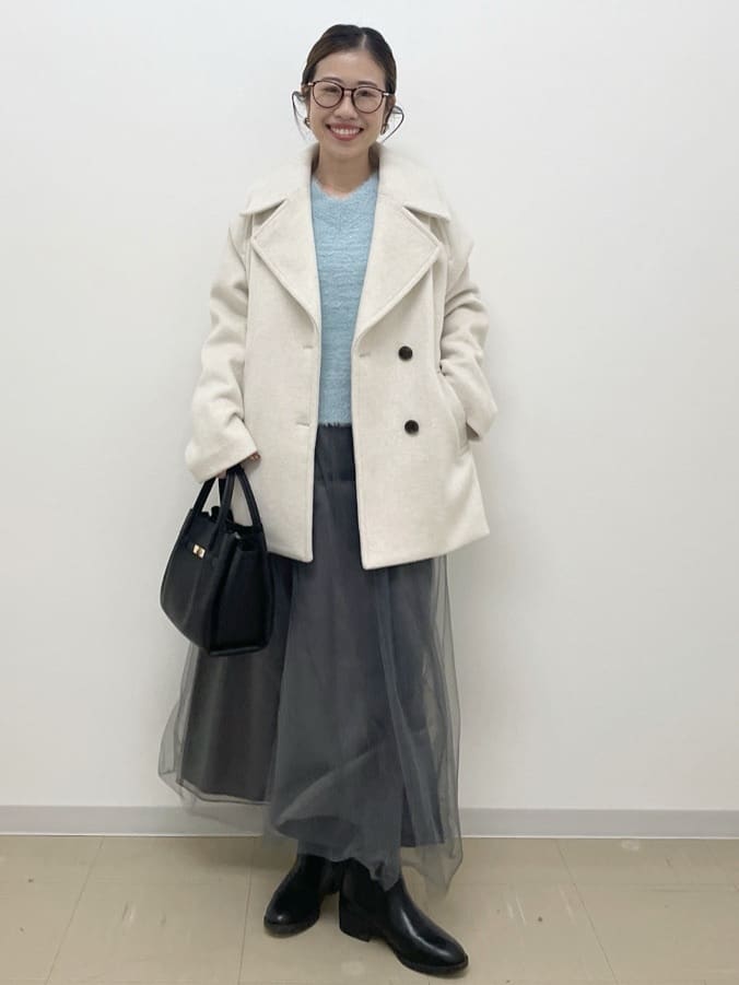 Akiさんの「OPAQUE.CLIP｜カシミヤブレンドウールミドルピーコート」を使ったコーディネート
