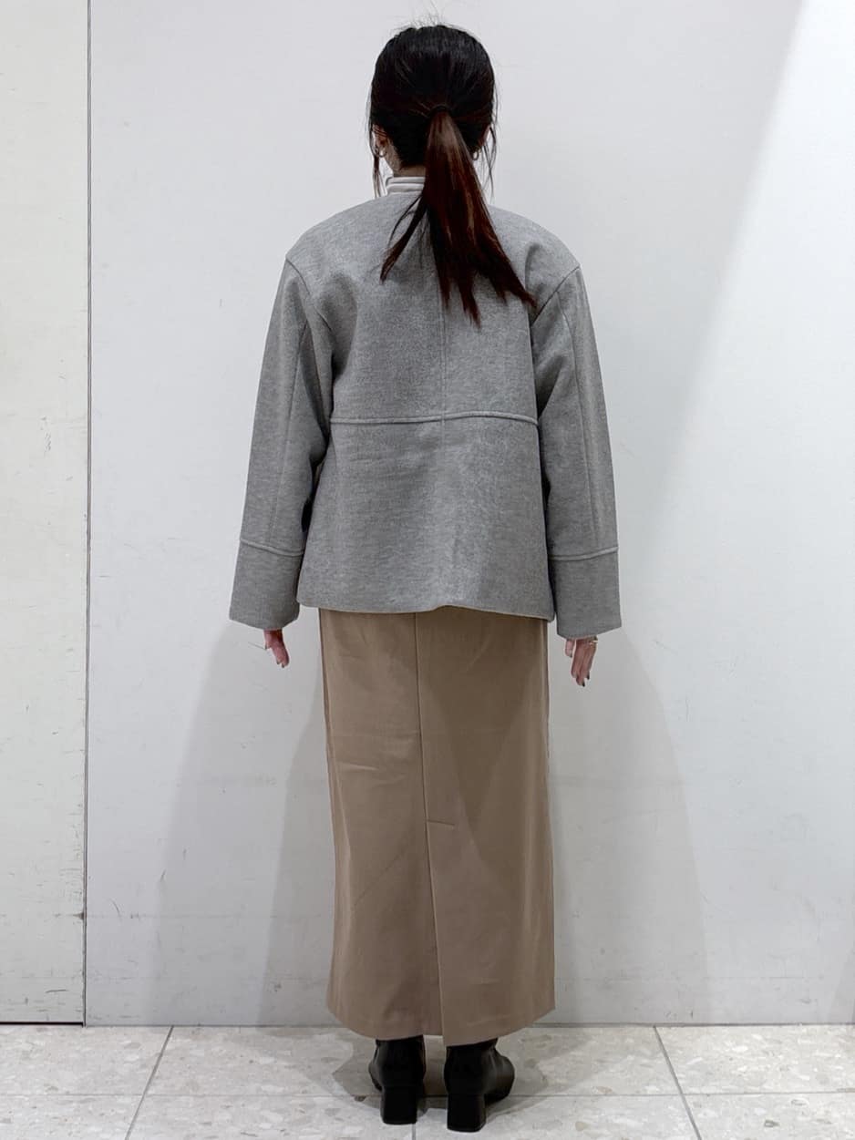 mameさんの「OPAQUE.CLIP｜ウールライクメルトンノーカラーコート【洗濯機洗い可】」を使ったコーディネート