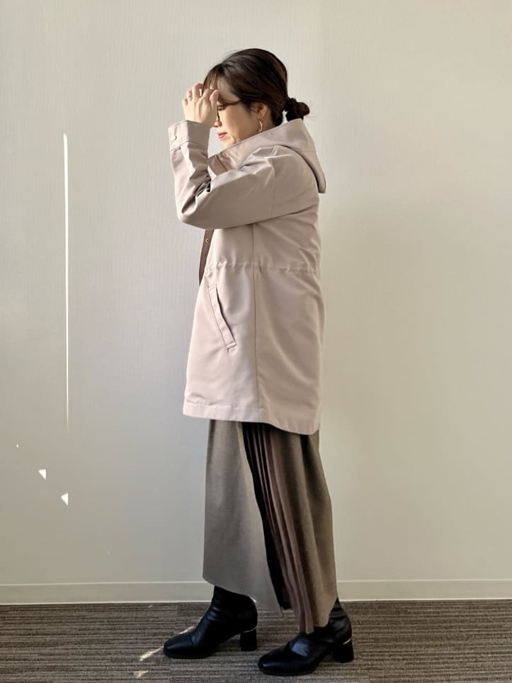 saoriさんの「【撥水/花粉防止/手洗い可】ボアライナー付きミディ丈マウンテンパーカー」を使ったコーディネート