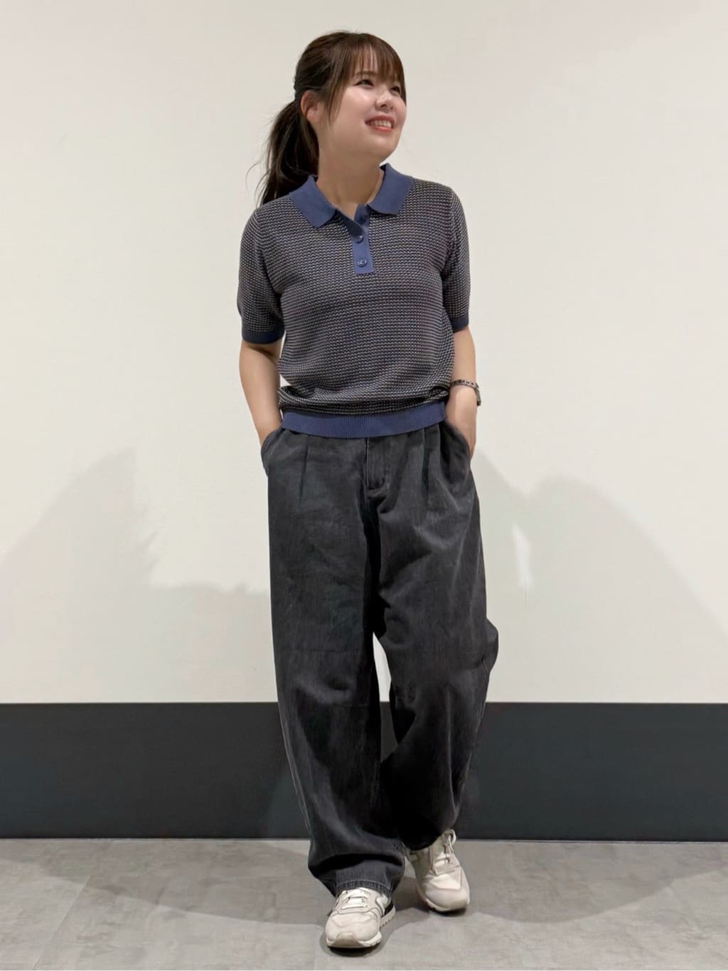 macchaさんの「THE SHOP TK｜柄アソートポロニットシャツ【洗濯機OK】」を使ったコーディネート