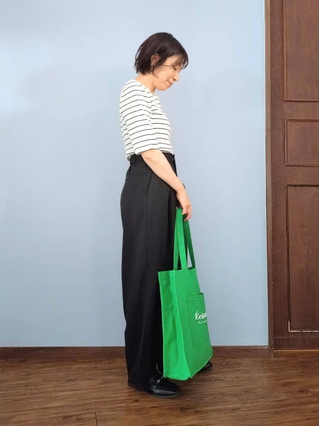 miomioさんの「SHOO･LA･RUE｜【S-LL】女性らしさ漂うハートネック テレコ5分袖トップス」を使ったコーディネート