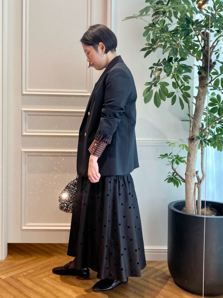konominさんの「DRESSTERIOR｜スパンコール2WAY巾着バッグ」を使ったコーディネート