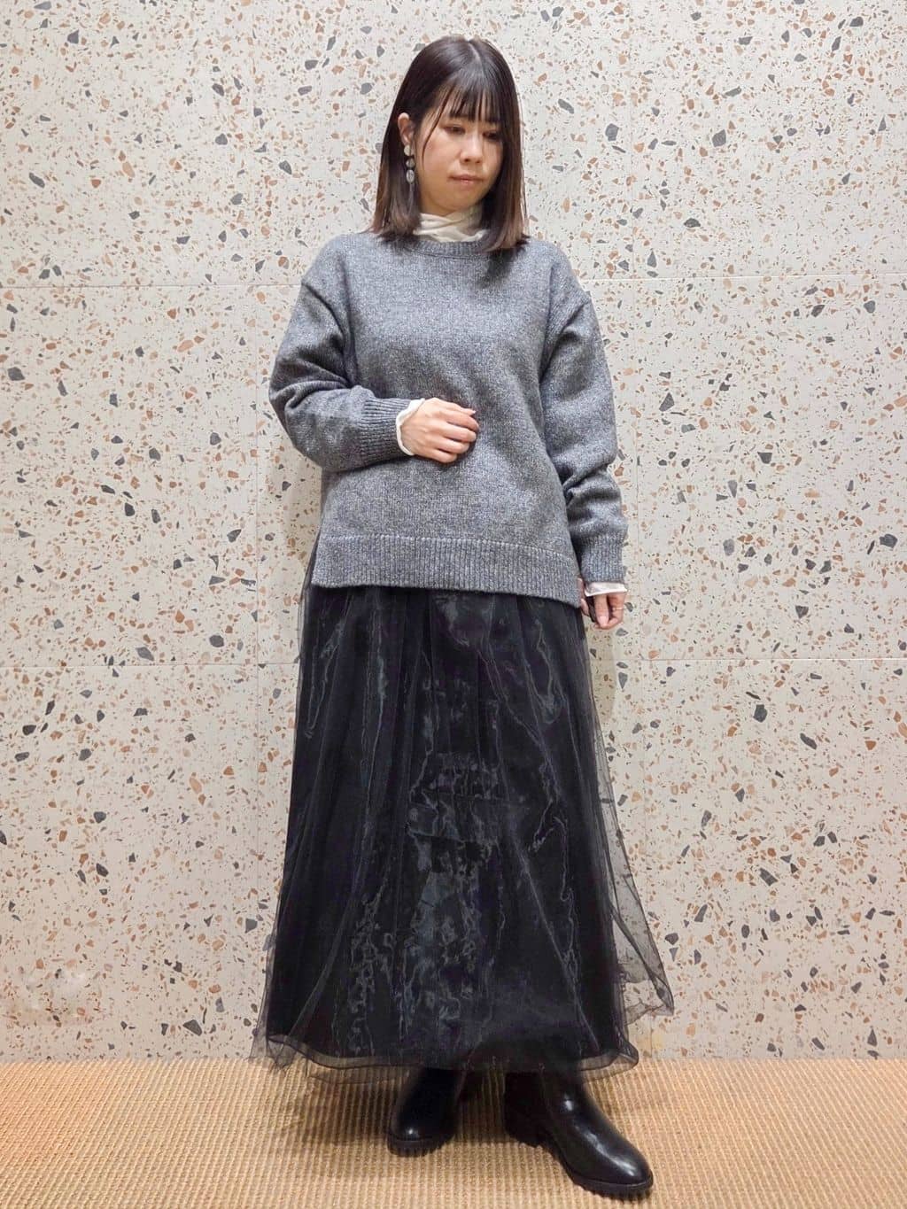 なつみさんの「OPAQUE.CLIP｜リラクシークルーネックニット【洗濯機OK】」を使ったコーディネート