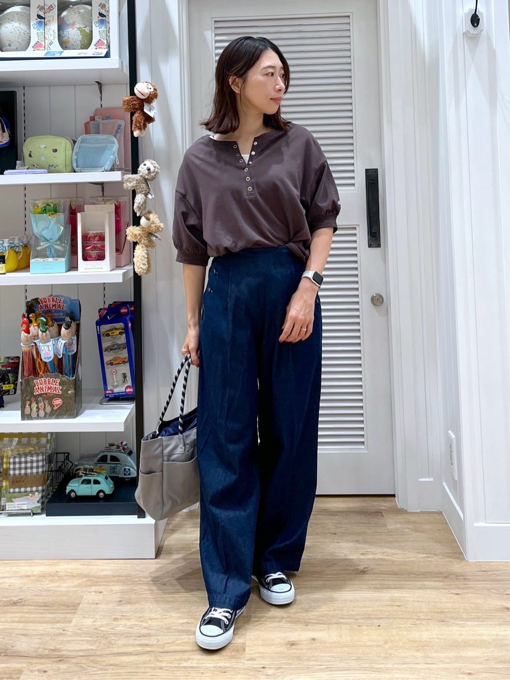 canaさんの「Dessin｜【360度可愛い/前後2WAY/洗える】ライトコットンヘンリーカットソー」を使ったコーディネート