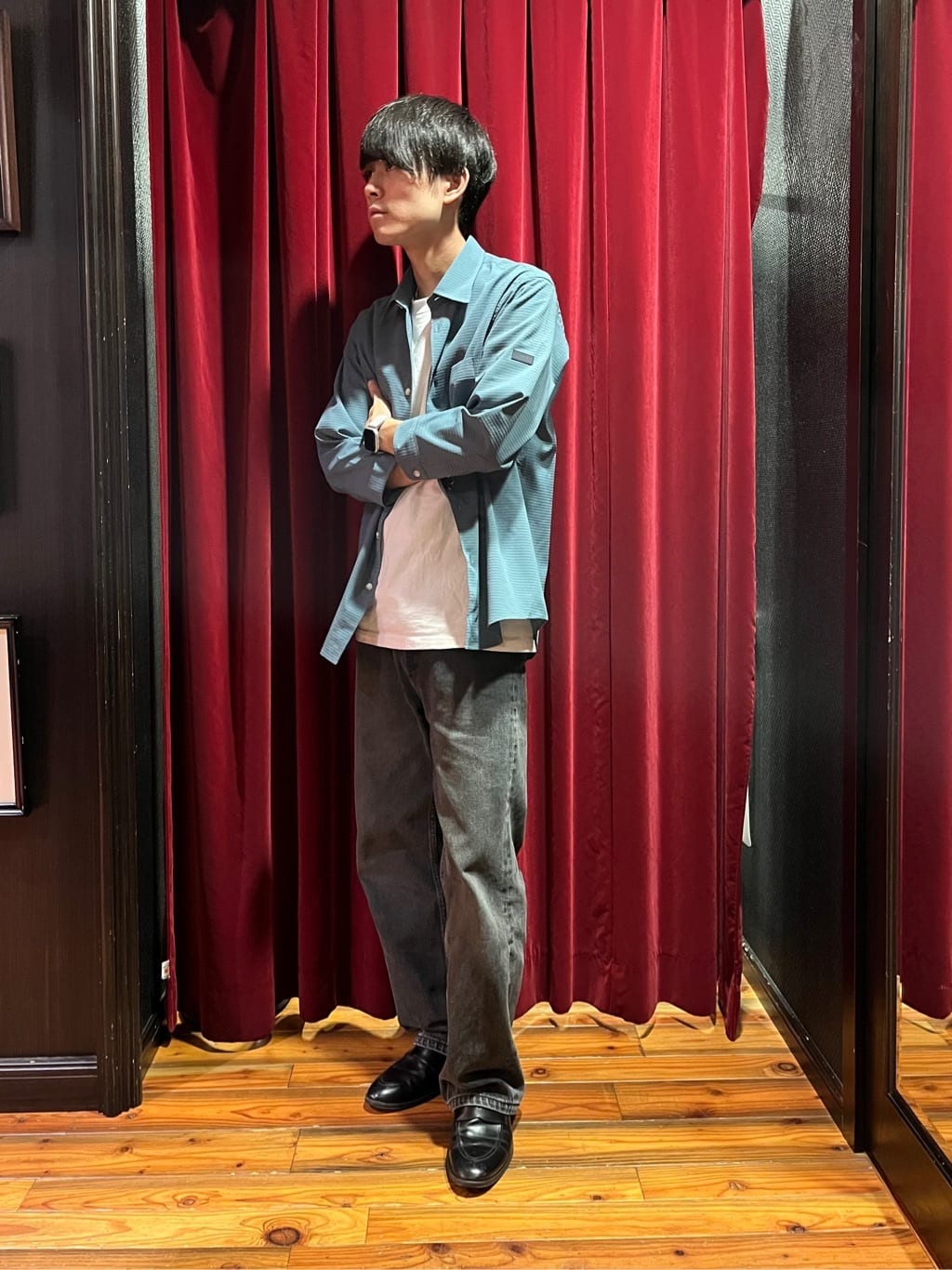 うっちーさんの「TAKEO KIKUCHI｜【COOL CITY WEAR】DotAir（R）サッカー シャツ」を使ったコーディネート