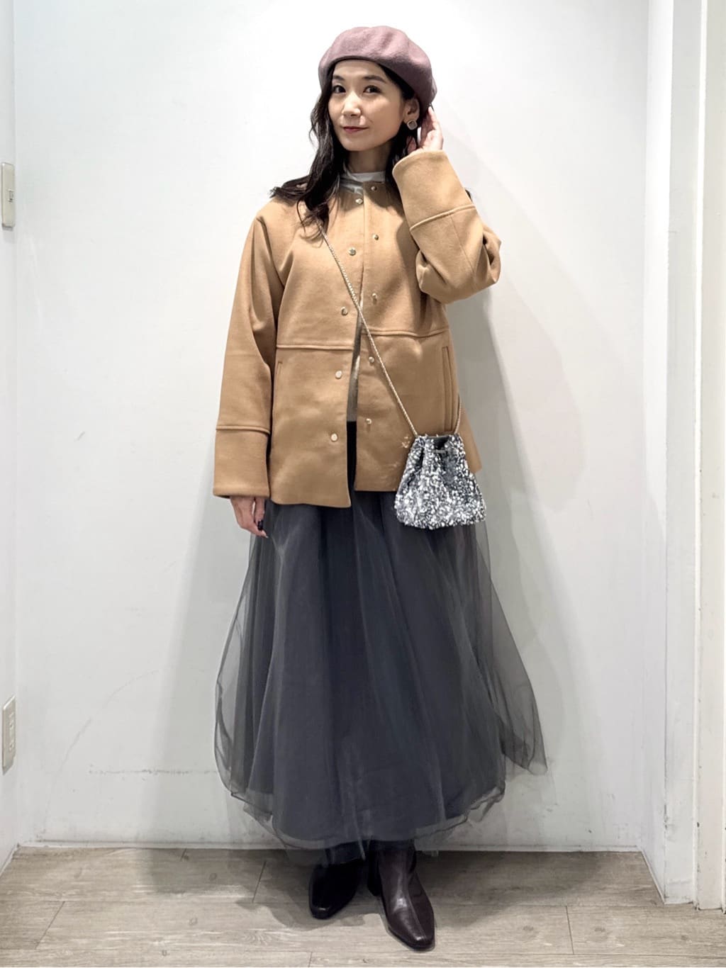 yuicciさんの「OPAQUE.CLIP｜ウールライクメルトンノーカラーコート【洗濯機洗い可】」を使ったコーディネート