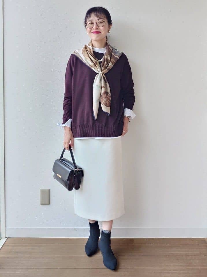 MUTSUKOさんの「UNTITLED｜【8色展開/体型カバー】魅せるタイムレスニット」を使ったコーディネート