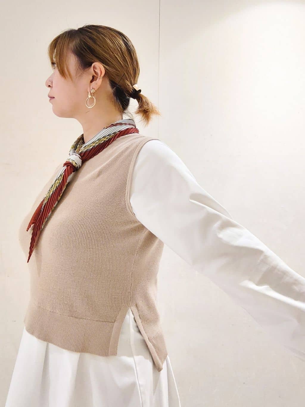 mitsuさんの「COUP DE CHANCE｜◆【手洗い可】重ね着風ニットトップス」を使ったコーディネート
