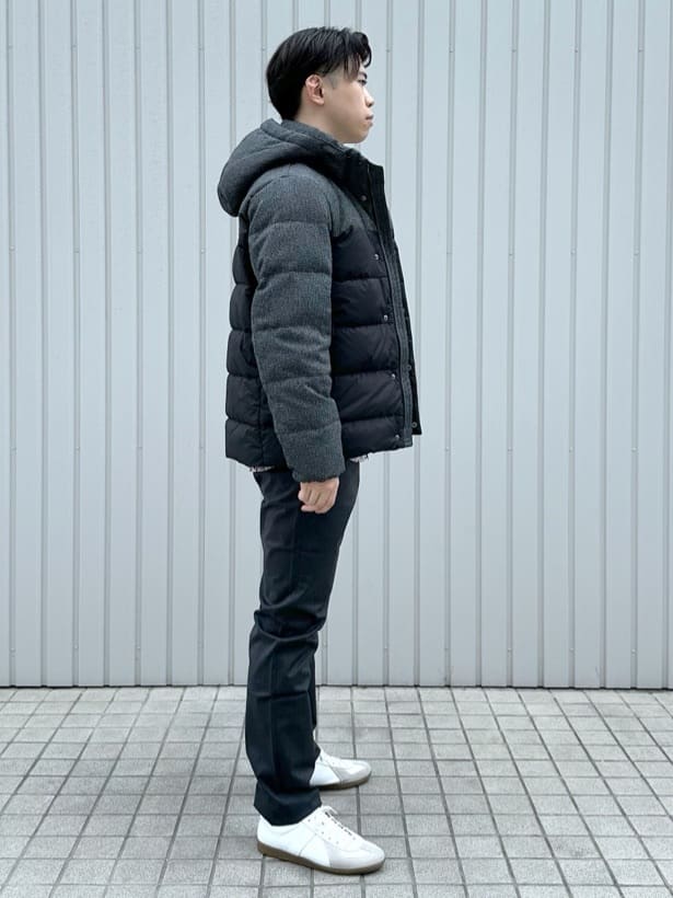 イッシーさんの「TAKEO KIKUCHI｜カラーコンビ ダウンブルゾン」を使ったコーディネート
