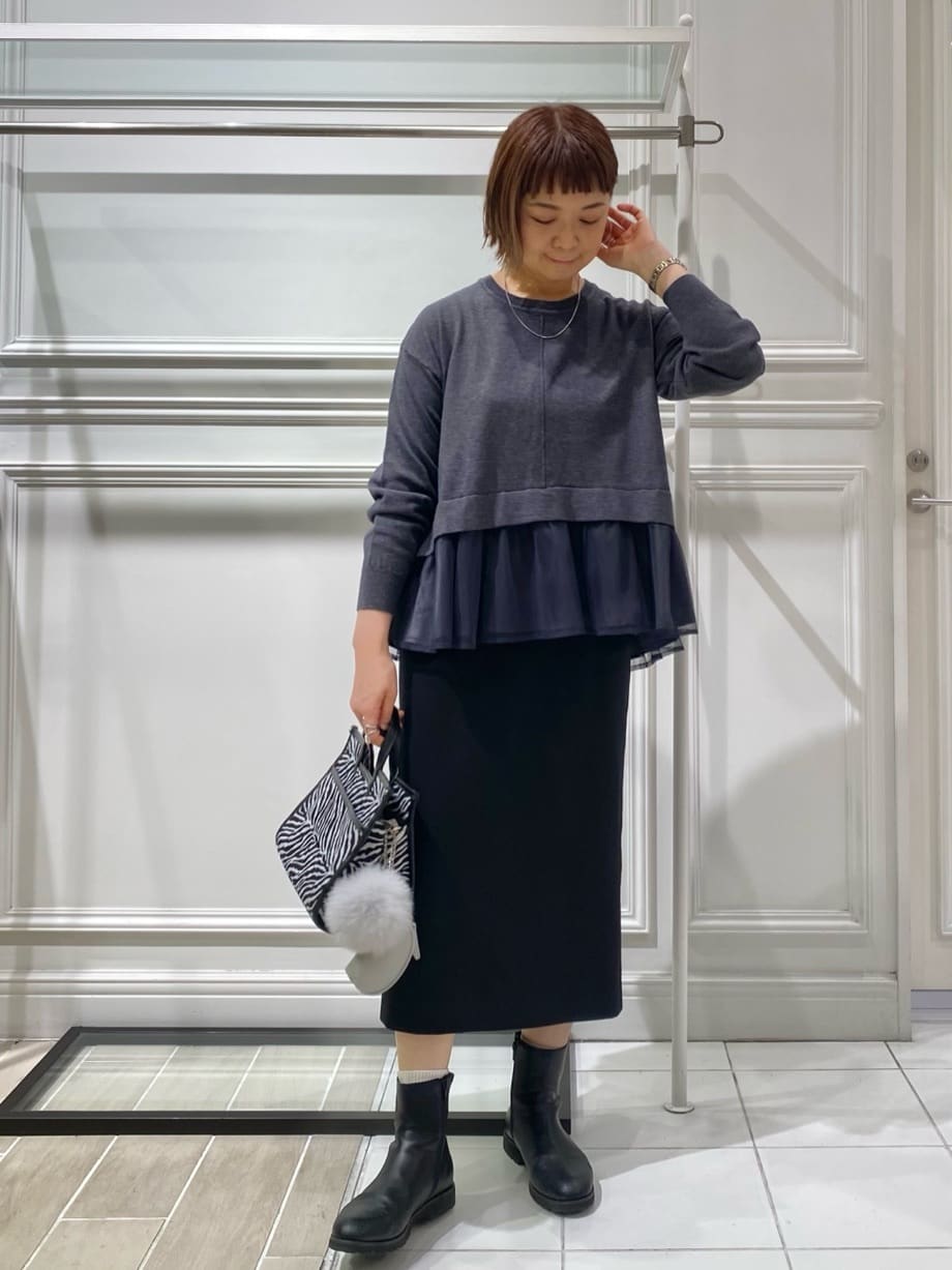 AKKOさんの「UNTITLED｜【セットアップ可/洗える/ウエストゴム】ダンボールジャージスカート」を使ったコーディネート