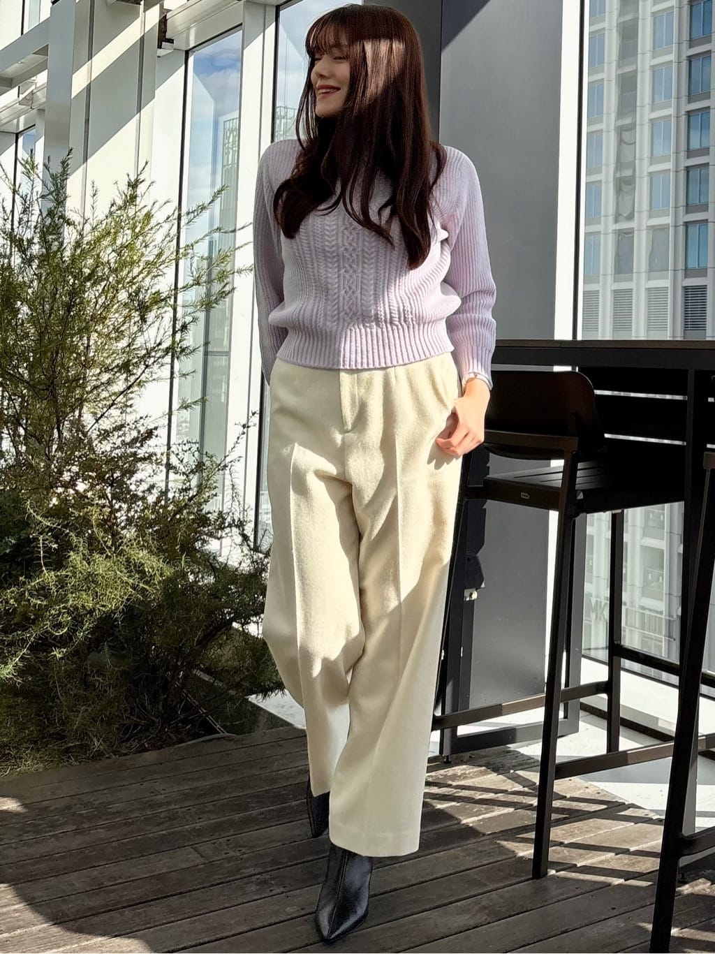 sayaさんの「COUP DE CHANCE｜【手洗い可／日本製】ケーブルニット」を使ったコーディネート